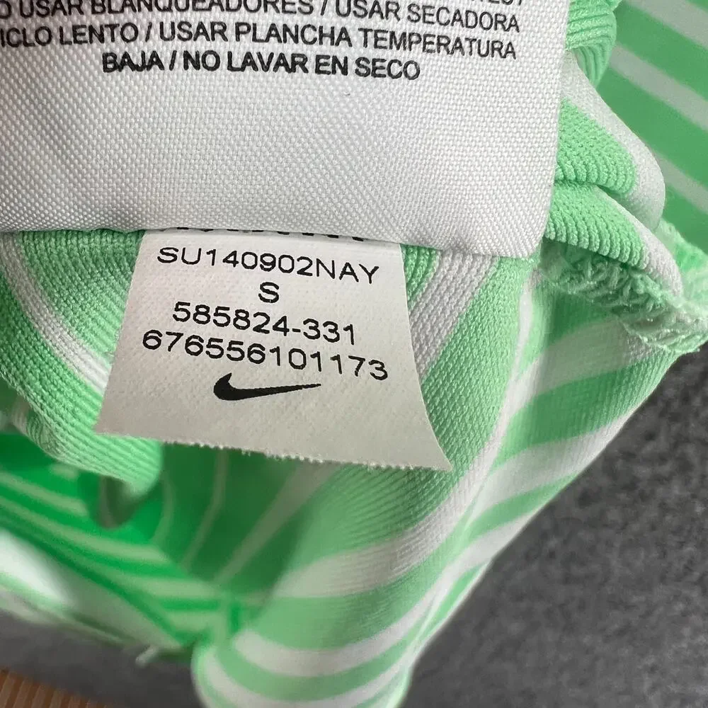 Nike Shirt Mens Small Green Golf Dri-Fit‎ Polo Shirt Golf Outdoor Striped